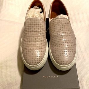 Aquatalia Ashlynn Embossed Leather Slip-On Sneaker